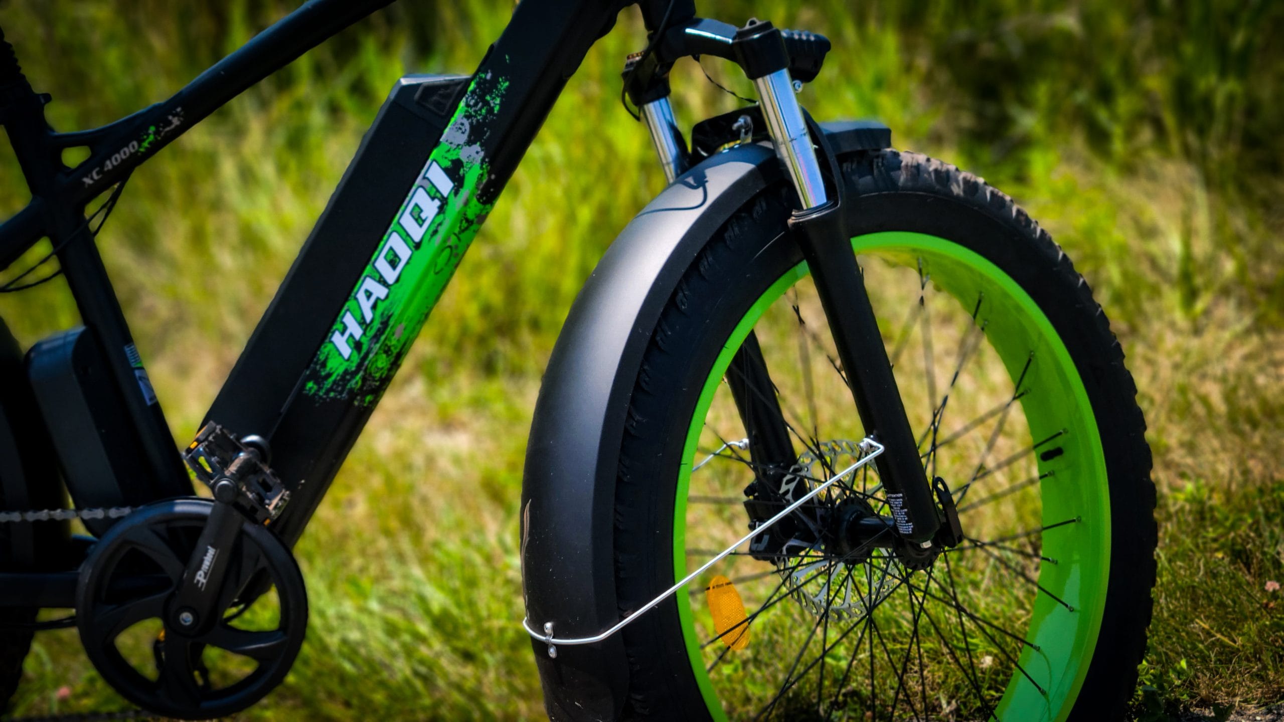 HAOQI Green Leopard Pro EBike Suspension and brake